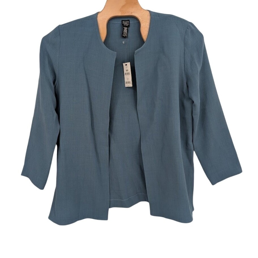 Eileen Fisher NWT Women's‎ Long Blue Jacket Brook Wool Blend sz Large
